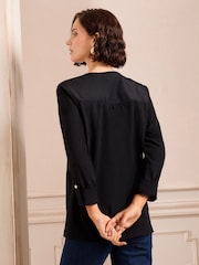 Love & Roses Black Long Sleeve V Neck Jersey T-Shirt - Image 4 of 4