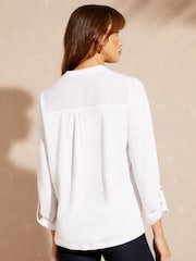 Love & Roses Ivory White Long Sleeve V Neck Jersey T-Shirt - Image 3 of 4