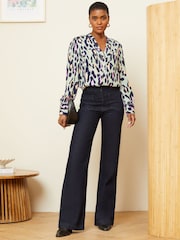 Love & Roses Grey Animal V Neck Utility Button Through Shirt - Image 4 of 4
