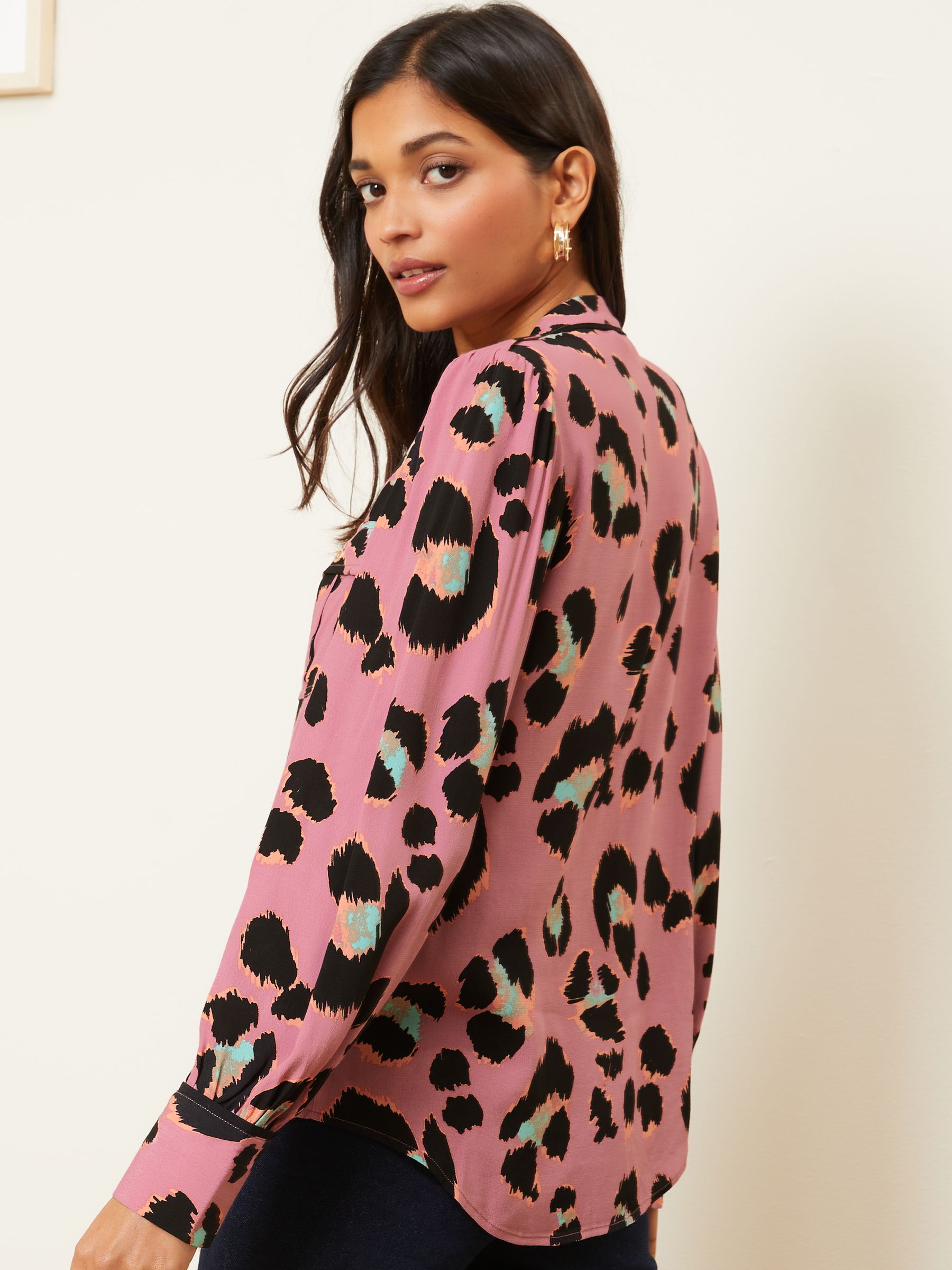 Buy Love & Roses Pink Animal V Neck Utility Button Through