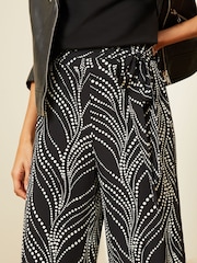 Love & Roses Black and White Polka Dot Petite Printed Belted Wide Leg Trousers - Image 4 of 4