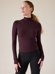 Athleta Purple Ascent Seamless Turtleneck Fitted Top - Image 1 of 5