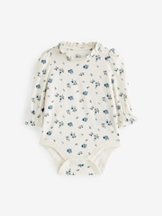 Gap White & Blue Ruffle Long Sleeve Baby Bodysuit - Image 1 of 1