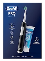 Oral-B Pro Series 1 Black Electric Toothbrush + Toothpaste, Designed By Braun - Image 1 of 5