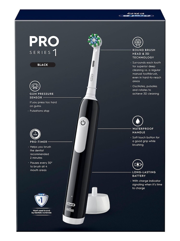 Oral-B Pro Series 1 Black Electric Toothbrush + Toothpaste, Designed By Braun - Image 5 of 5