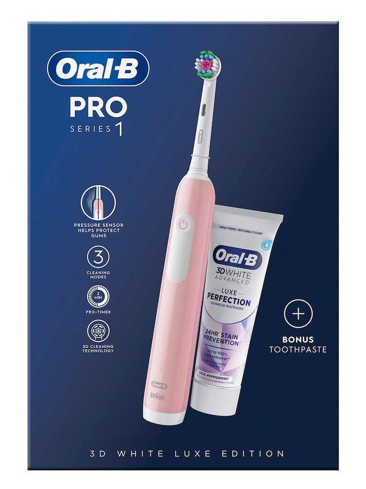 Oral-B Pro Series 1 Pink Electric Toothbrush + Toothpaste, Designed By Braun - Image 1 of 1