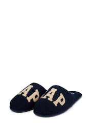 Gap Navy Blue Men's Plano Logo Borg Slippers - Image 1 of 5