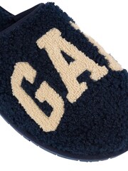 Gap Navy Blue Men's Plano Logo Borg Slippers - Image 4 of 5