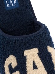 Gap Navy Blue Men's Plano Logo Borg Slippers - Image 5 of 5