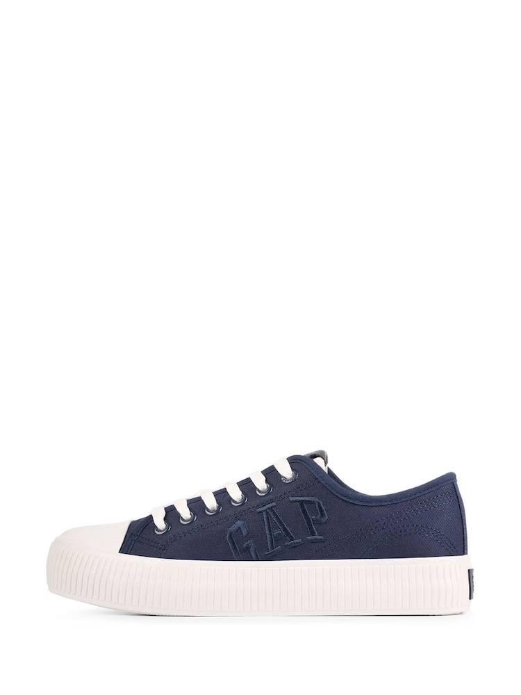 Gap Navy Blue Jackson Low Top Canvas Platform Trainers - Image 2 of 5