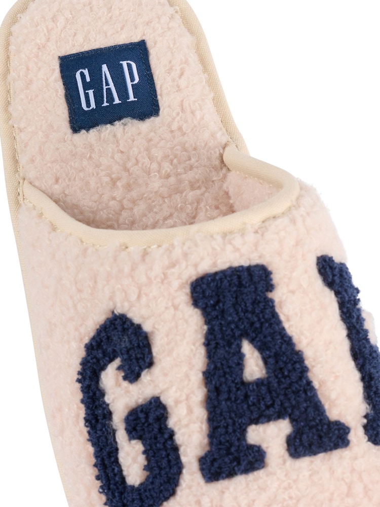 Gap Cream and Navy Blue Women's Plano Logo Borg Slippers - Image 5 of 5 Gap Cream and Navy Blue Women's Plano Logo Borg Slippers - Image 5 of 5