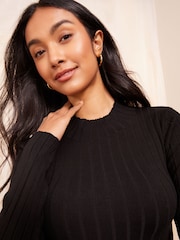 Friends Like These Black Ribbed Funnel Neck Jumper - Image 3 of 4