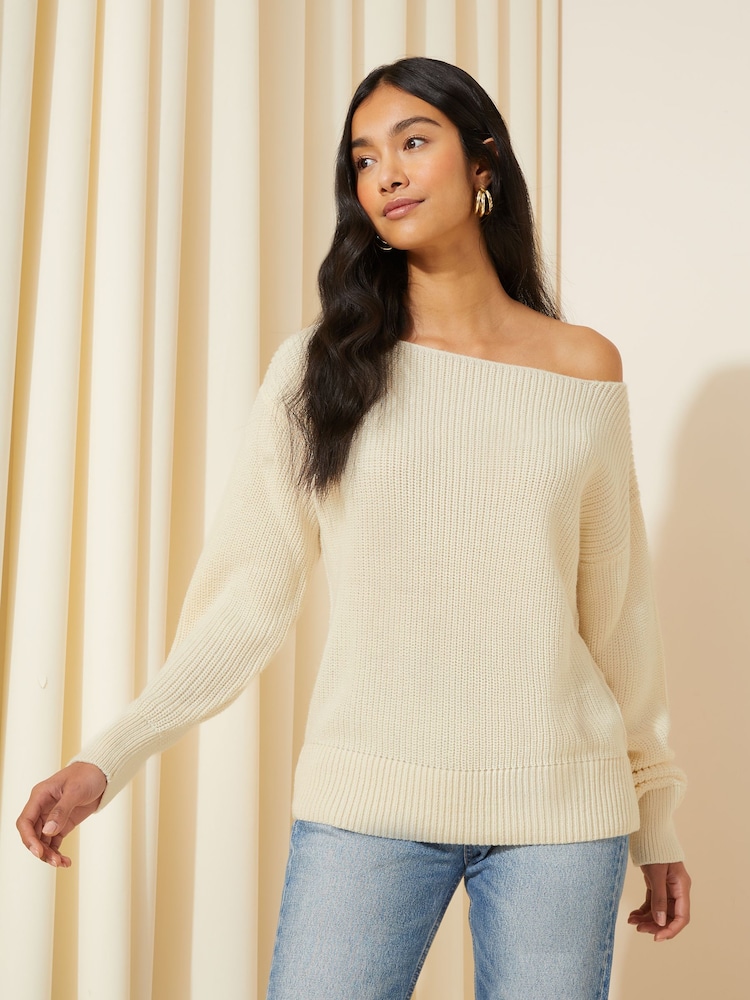 Friends Like These Neutral Off The Shoulder Jumper - Image 1 of 4