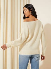 Friends Like These Neutral Off The Shoulder Jumper - Image 4 of 4