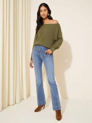 Friends Like These Moss Green Off The Shoulder Jumper - Image 3 of 4