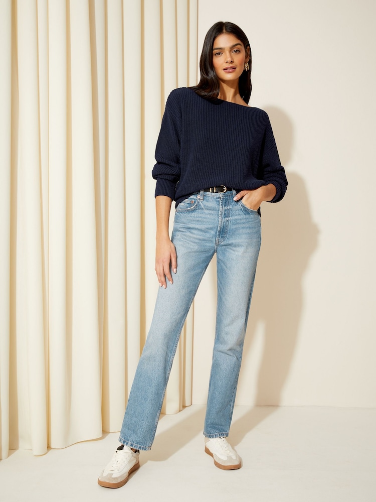 Friends Like These Navy Blue Off The Shoulder Jumper - Image 3 of 4