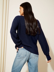 Friends Like These Navy Blue Off The Shoulder Jumper - Image 4 of 4
