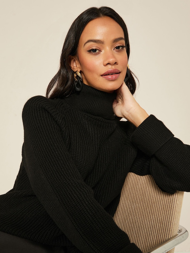 Friends Like These Black Petite Cowl Neck Jumper - Image 4 of 4 Friends Like These Black Petite Cowl Neck Jumper - Image 4 of 4