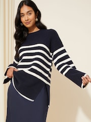 Friends Like These Gestreifter Pullover mit gespaltenem Saum - Bild 1 von 1