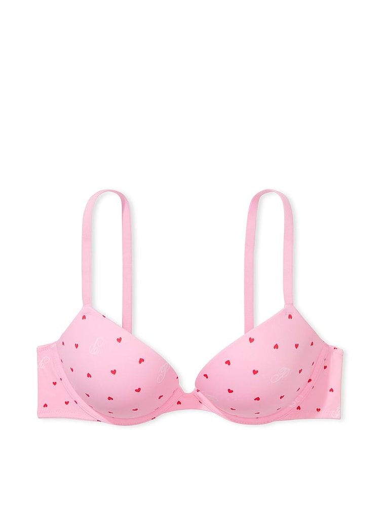 Victoria's Secret PINK Pink Bubble Heart Script Super Push Up Bra - Image 1 of 1