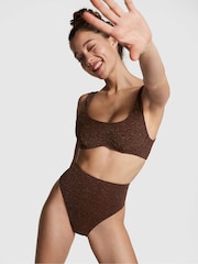 Victoria's Secret PINK Ganache Brown Shimmer High Waisted Bikini Bottom - Image 1 of 4