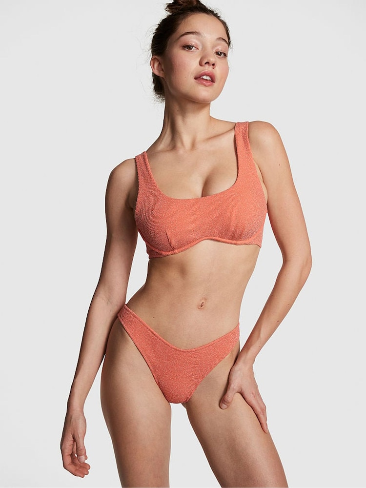 Victoria's Secret PINK Deep Coral Orange Padded Bikini Top - Image 1 of 2