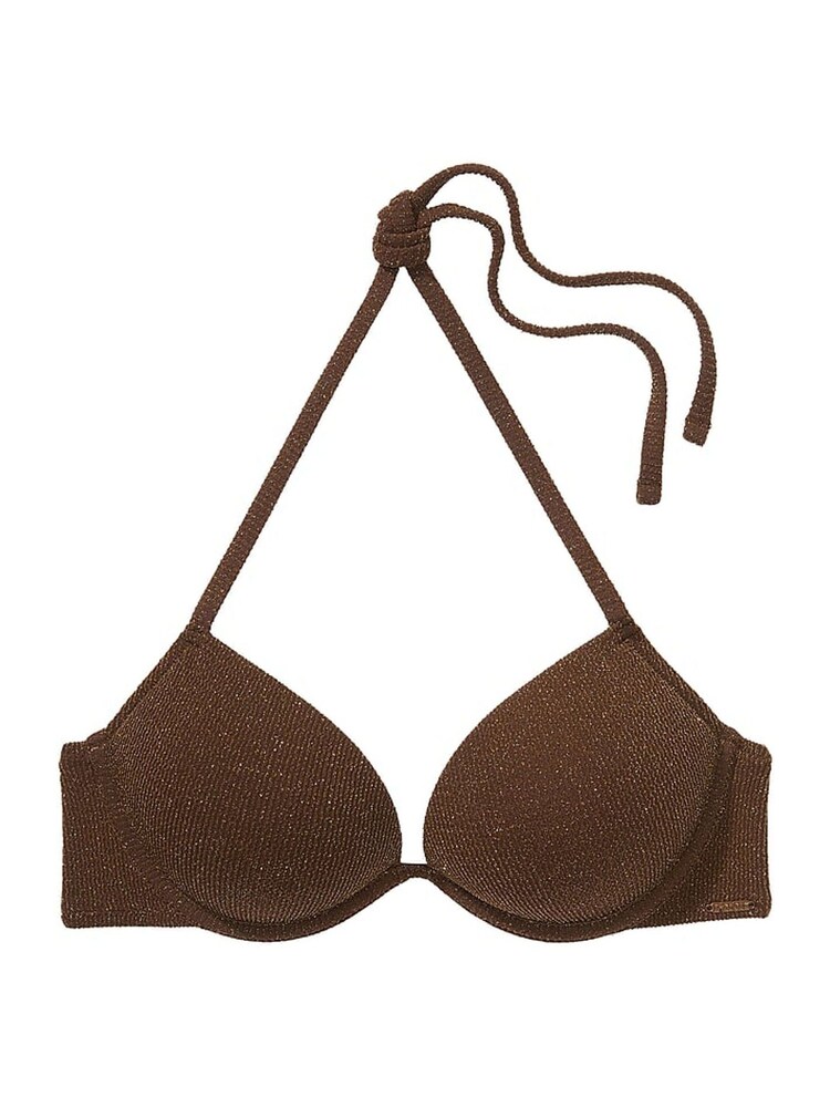 Victoria's Secret PINK Ganache Brown Shimmer Add 2 Cups Push Up Bikini Top - Image 3 of 3