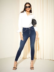 Friends Like These Dark Blue Wash Petite High Waisted Jeggings - Image 4 of 4