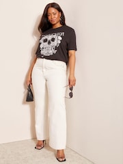 Curves Like These Black Skull Short Sleeve Graphic T-Shirt - Image 2 of 4
