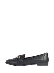 Lipsy Black Wide FIt Twist Flat Slip On Snaffle Loafers - Image 5 of 5