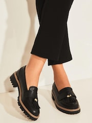 Lipsy Black Wide FIt Tassel Chunky Slip On Loafer - Image 2 of 4