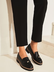Lipsy Black Wide FIt Tassel Chunky Slip On Loafer - Image 3 of 4