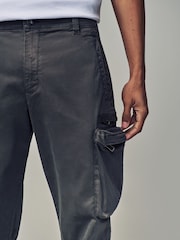 Charcoal Grey Regular Fit Soft Touch Utility Cargo Trousers - Image 4 of 10