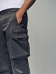 Charcoal Grey Regular Fit Soft Touch Utility Cargo Trousers - Image 5 of 10