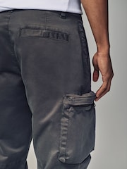 Charcoal Grey Regular Fit Soft Touch Utility Cargo Trousers - Image 6 of 10