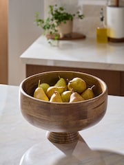 Natural Mango Wood Large Footed Fruit Bowl - Image 1 of 6