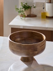 Natural Mango Wood Large Footed Fruit Bowl - Image 2 of 6