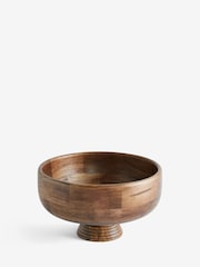 Natural Mango Wood Large Footed Fruit Bowl - Image 4 of 6