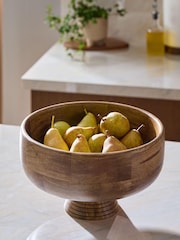 Natural Mango Wood Large Footed Fruit Bowl - Image 5 of 6