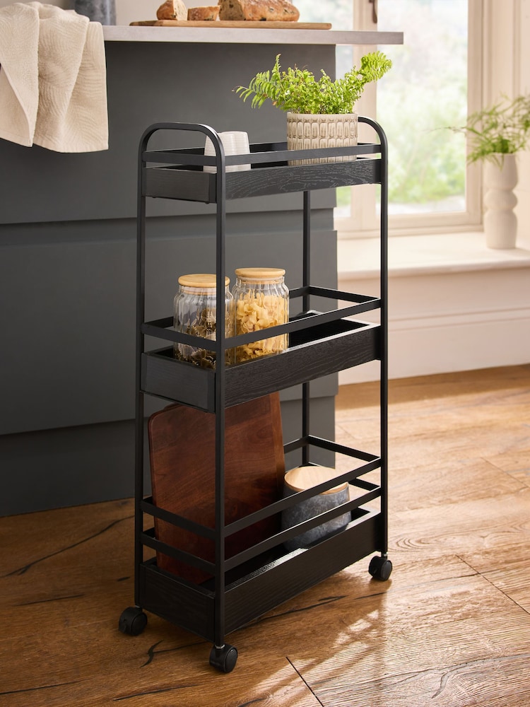 Black Bronx Space Saving Kitchen Trolley - Image 1 of 5 Black Bronx Space Saving Kitchen Trolley - Image 1 of 5