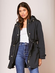 Lipsy Navy Blue Shower Resistant Parka Rain Coat - Image 3 of 4