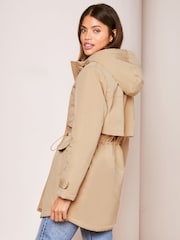 Lipsy Camel Shower Resistant Parka Rain Coat - Image 2 of 4