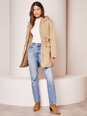 Lipsy Camel Shower Resistant Parka Rain Coat - Image 3 of 4