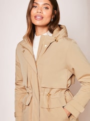 Lipsy Camel Shower Resistant Parka Rain Coat - Image 4 of 4