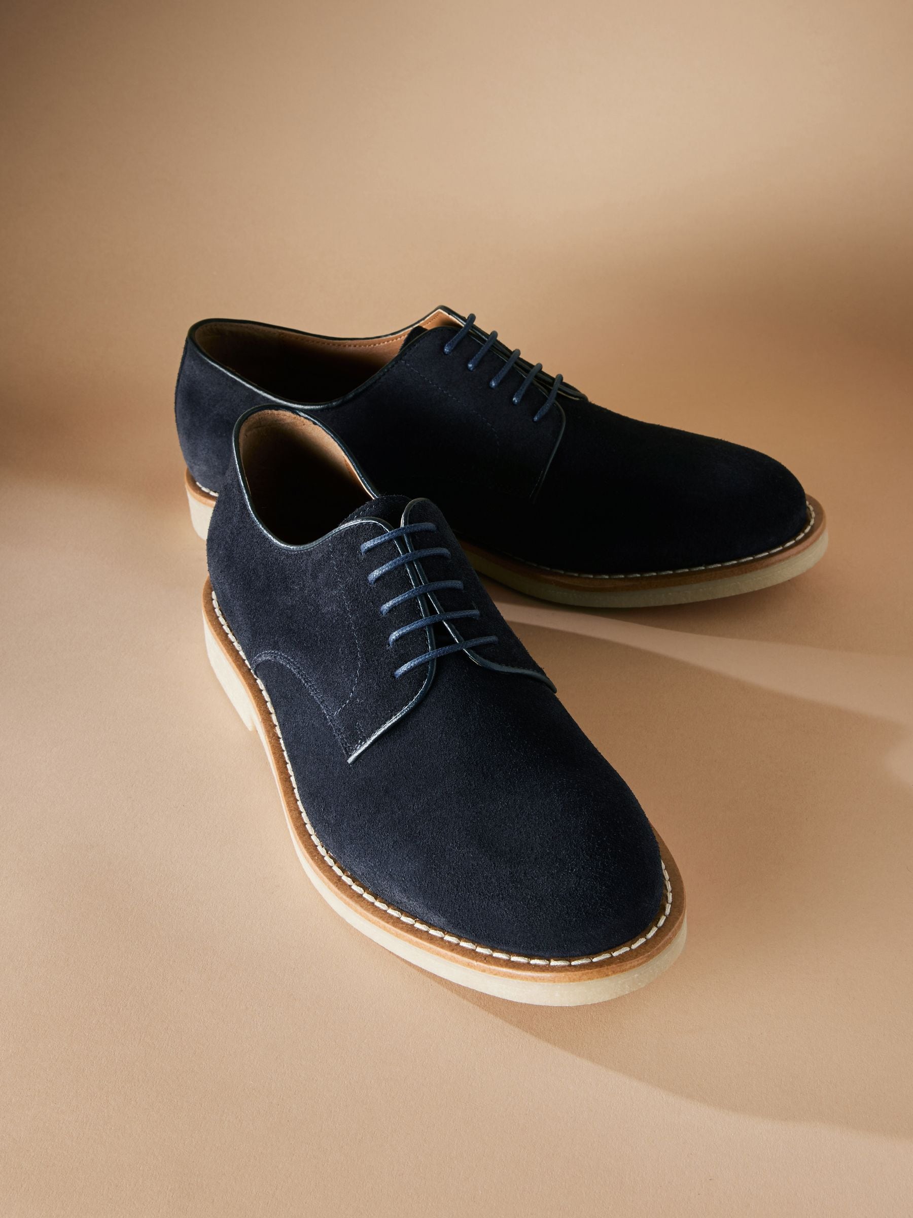 Buy Navy Blue Signature Italian Suede Derby Shoes from Next USA