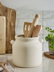 Natural Large Ceramic Utensil Pot - Image 1 of 5