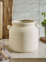 Natural Large Ceramic Utensil Pot - Image 2 of 5