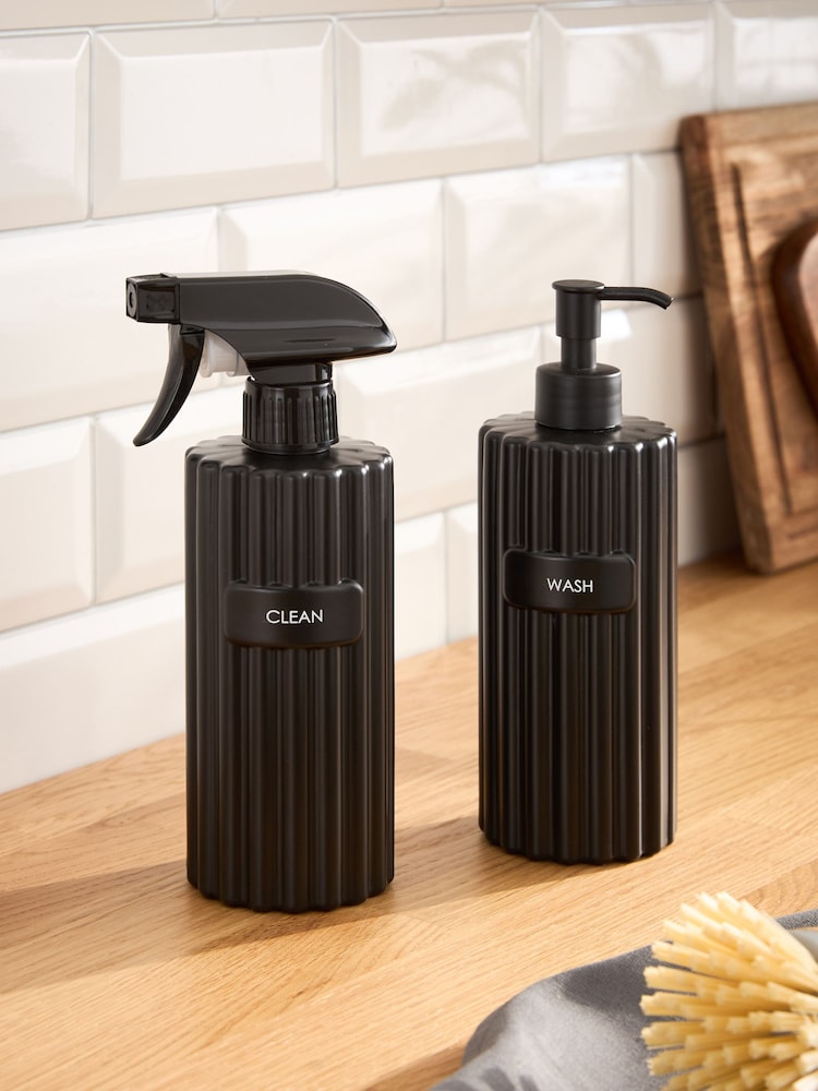 Set of 2 Black Reusable Rib Cleaning Bottles - Image 1 of 3