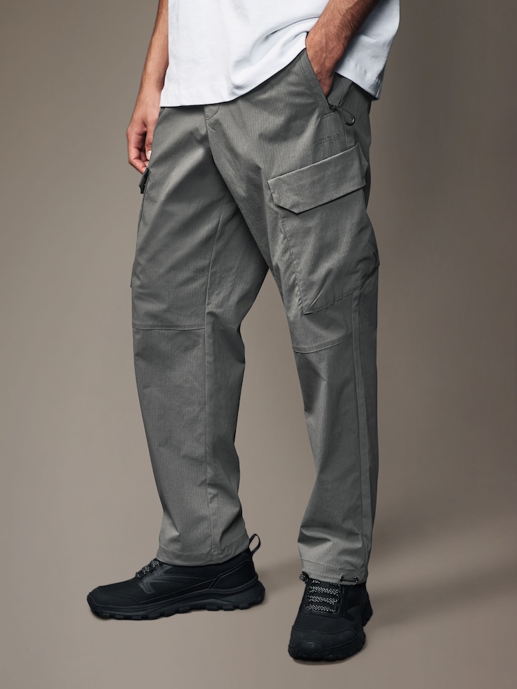 Light Grey Regular Fit Ripstop Tech Cargo Trousers - Image 1 of 11
