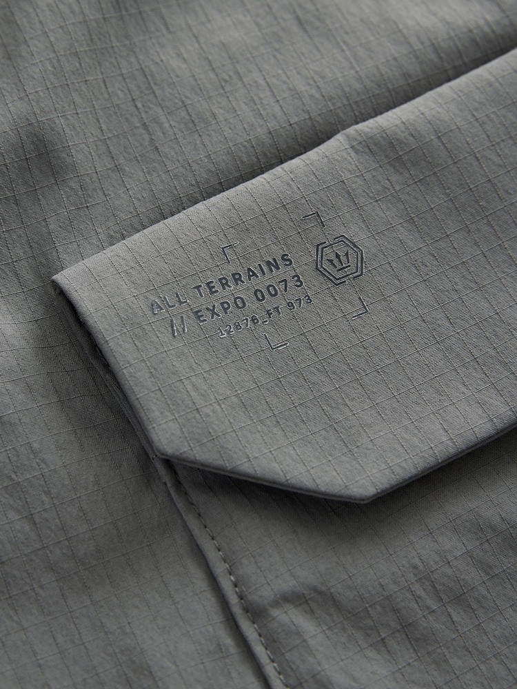 Light Grey Regular Fit Ripstop Tech Cargo Trousers - Image 11 of 11